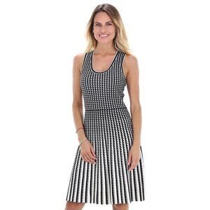 Michael Kors black and white pleated knit dress NEW S
